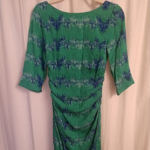 Tracy Reese Green and blue mid sleeve dress